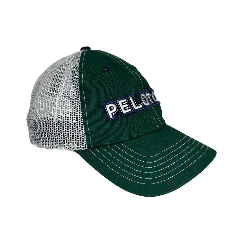 Peloton Green Navy Trucker Hat Adjustable Logo Spellout Mesh Spin Athleisure